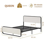 Bed Frame with Upholstered Headboard and Footboard