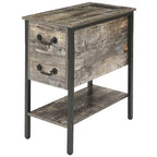 Nightstand with Charging Station, 2 USB Port & 2 Power Outlets, Tall End/Side Table with 2-Drawer and Storage Shelf