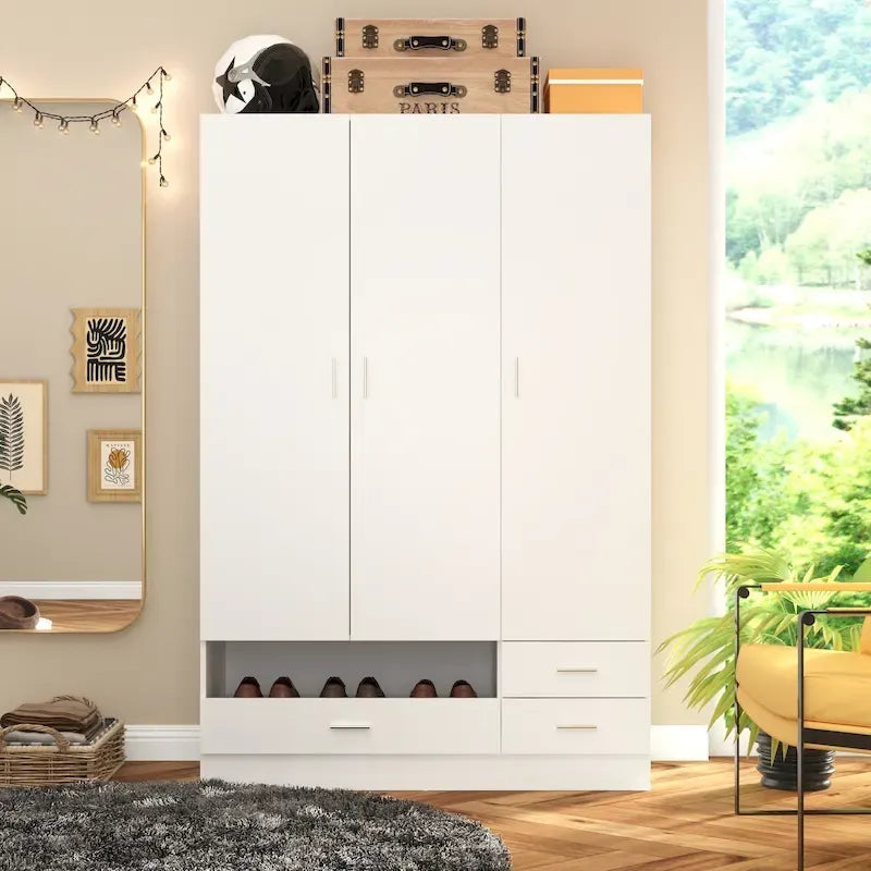 Armoires Storage Solution Convertible Wardrobe Organizer Mirror Vanity