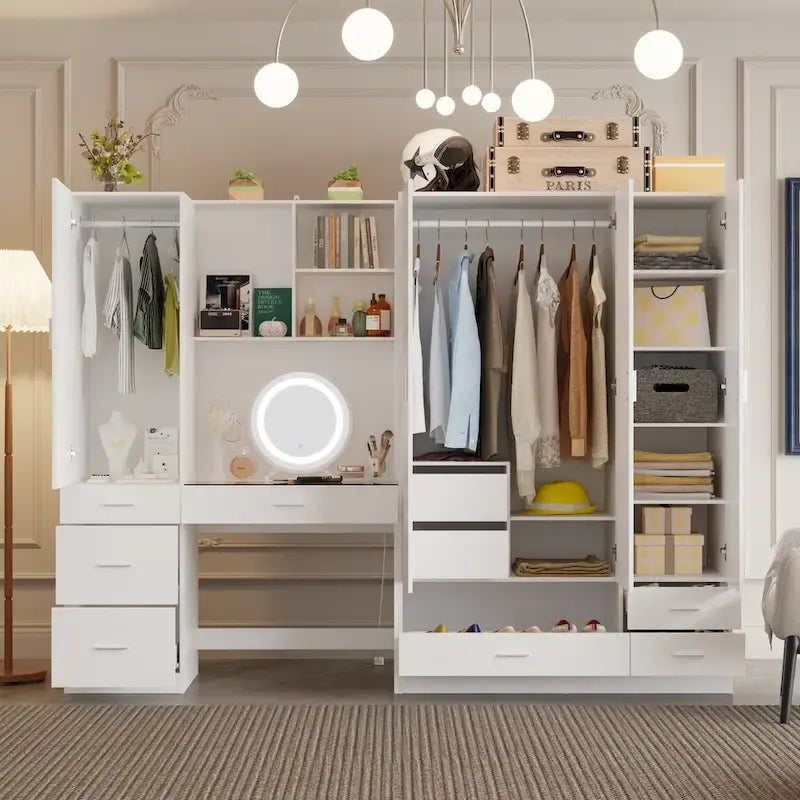 Armoires Storage Solution Convertible Wardrobe Organizer Mirror Vanity