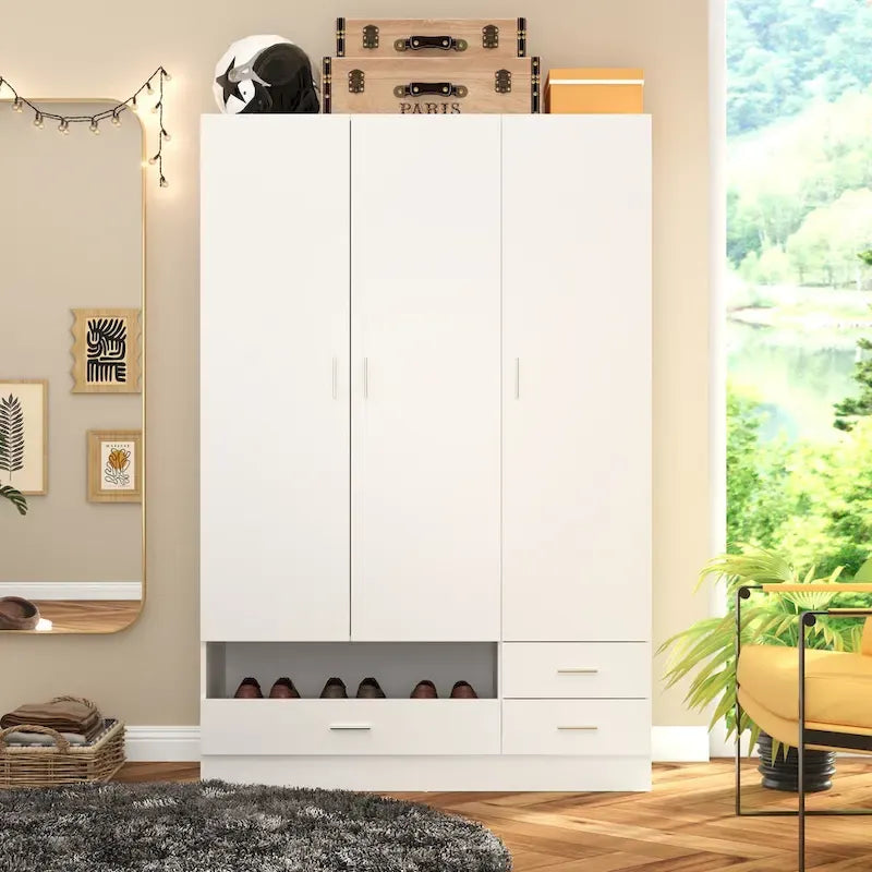 Armoires Storage Solution Convertible Wardrobe Organizer Mirror Vanity