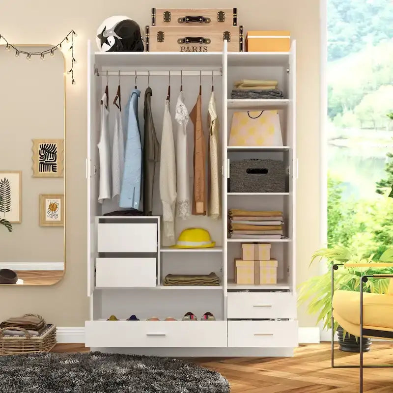 Armoires Storage Solution Convertible Wardrobe Organizer Mirror Vanity