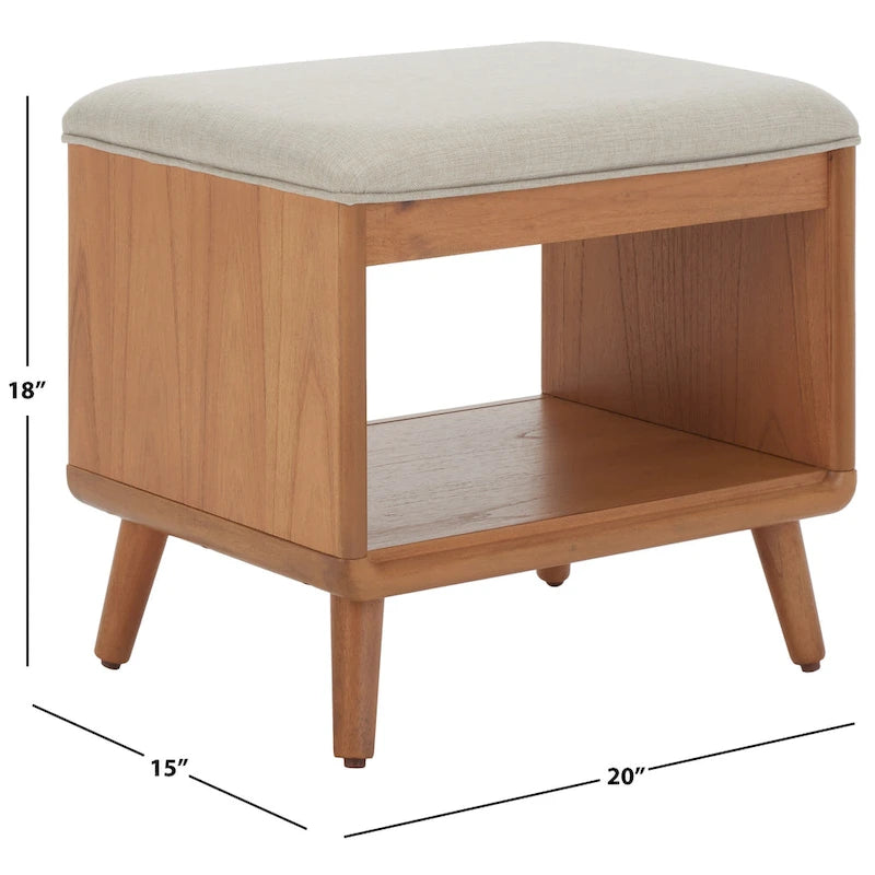 SAFAVIEH Marilla Open Shelf Bench with Cushion - 20 W x 15 D x 18 H - 20Wx15Dx18H