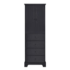Wooden Storage Cabinet with 2 Doors and 4 Drawers, Adjustable Shelf
