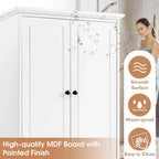 Wooden Storage Cabinet with 2 Doors and 4 Drawers, Adjustable Shelf