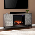 SEI Furniture Hampden Contemporary Gray Wood Electric Fireplace