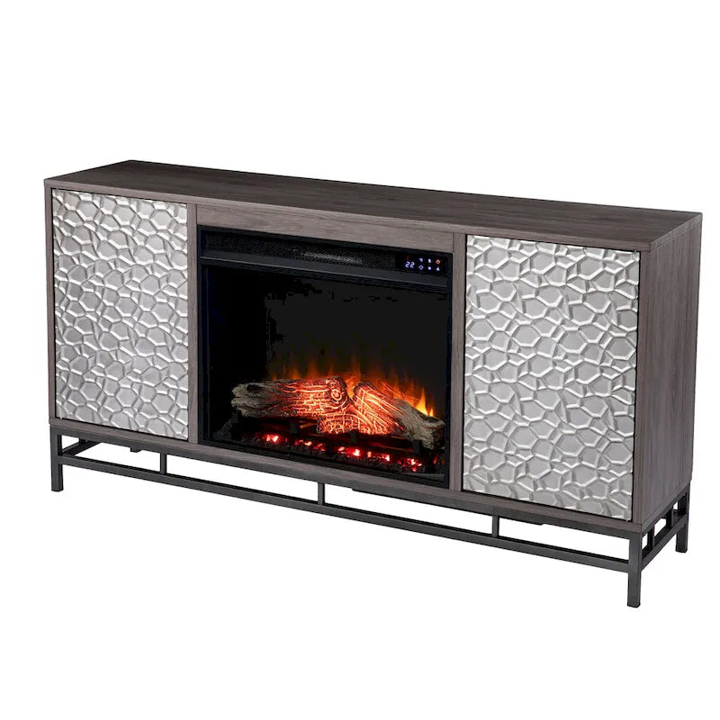 SEI Furniture Hampden Contemporary Gray Wood Electric Fireplace