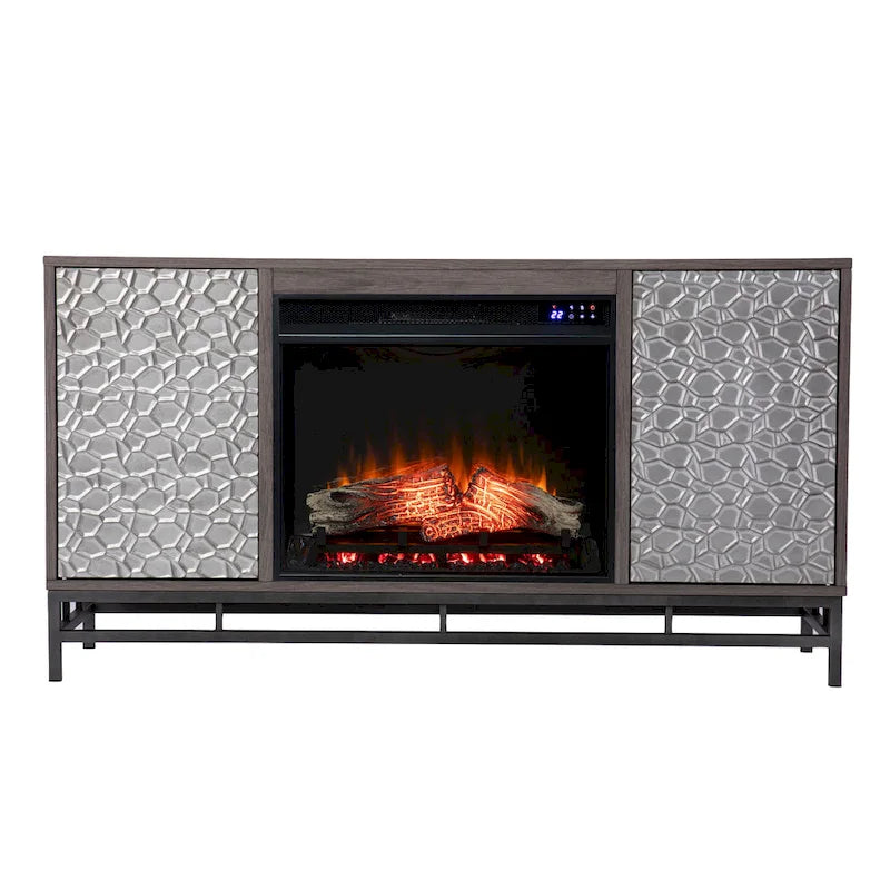 SEI Furniture Hampden Contemporary Gray Wood Electric Fireplace