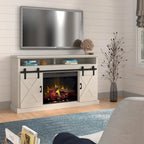 Bridgevine Home 66 inch Electric Fireplace TV Stand for TVs up to 80 inches, White Finish