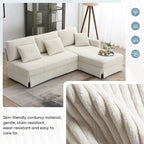 [VIDEO provided][New]87*61Modern L-shaped Corduroy Sofa with Reversible Chaise,4-seat Upholstered Sectional Indoor Furniture,Co