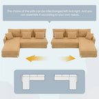 [VIDEO provided][New]87*61Modern L-shaped Corduroy Sofa with Reversible Chaise,4-seat Upholstered Sectional Indoor Furniture,Co