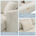 [VIDEO provided][New]87*61Modern L-shaped Corduroy Sofa with Reversible Chaise,4-seat Upholstered Sectional Indoor Furniture,Co