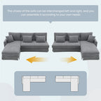 [VIDEO provided][New]87*61Modern L-shaped Corduroy Sofa with Reversible Chaise,4-seat Upholstered Sectional Indoor Furniture,Co