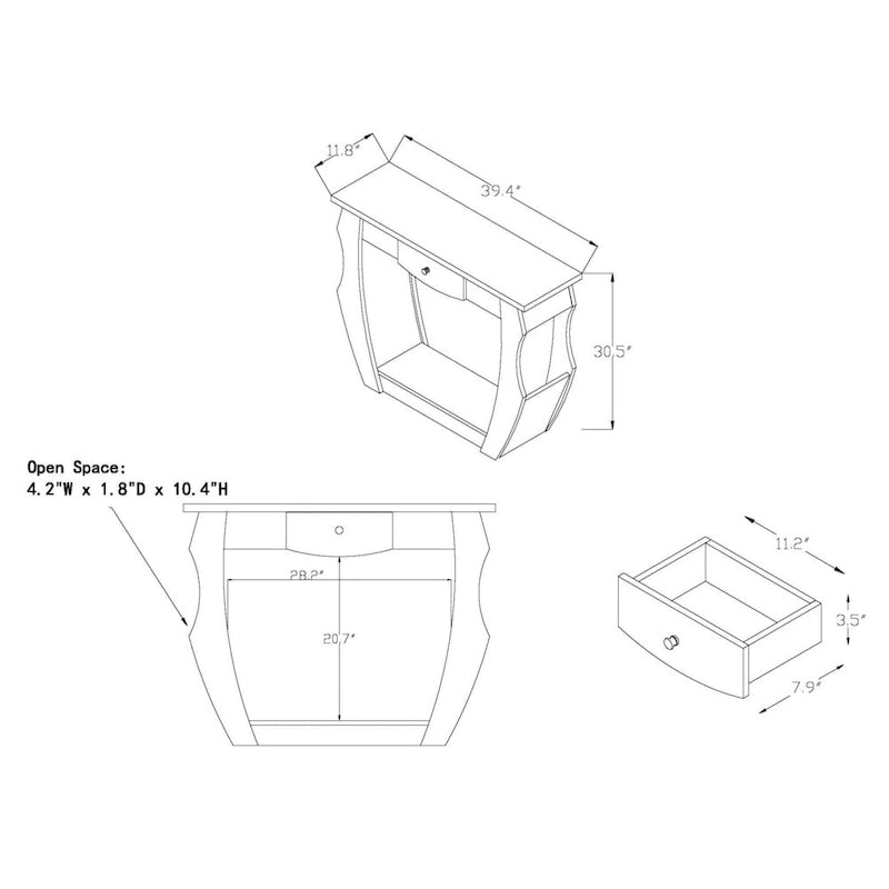 Caveline Contemporary Walnut 39-inch 1-Drawer Console Table by Furniture of America