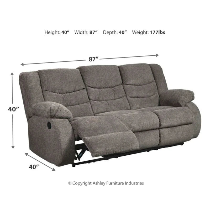 Tulen Contemporary Reclining Sofa Gray