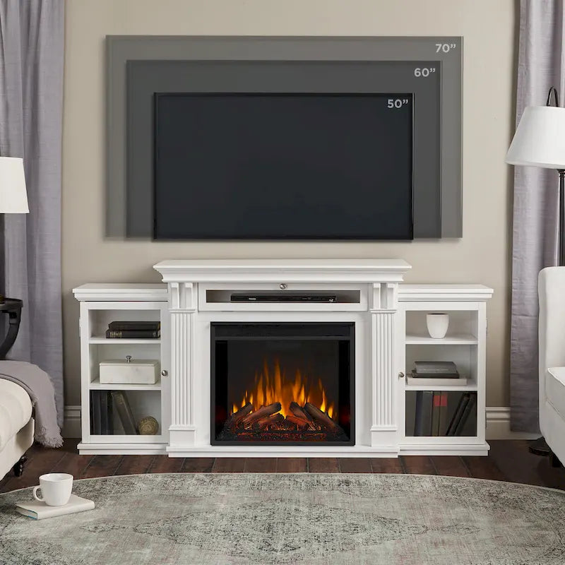Calie 67 Electric TV Stand Fireplace in White by Real Flame