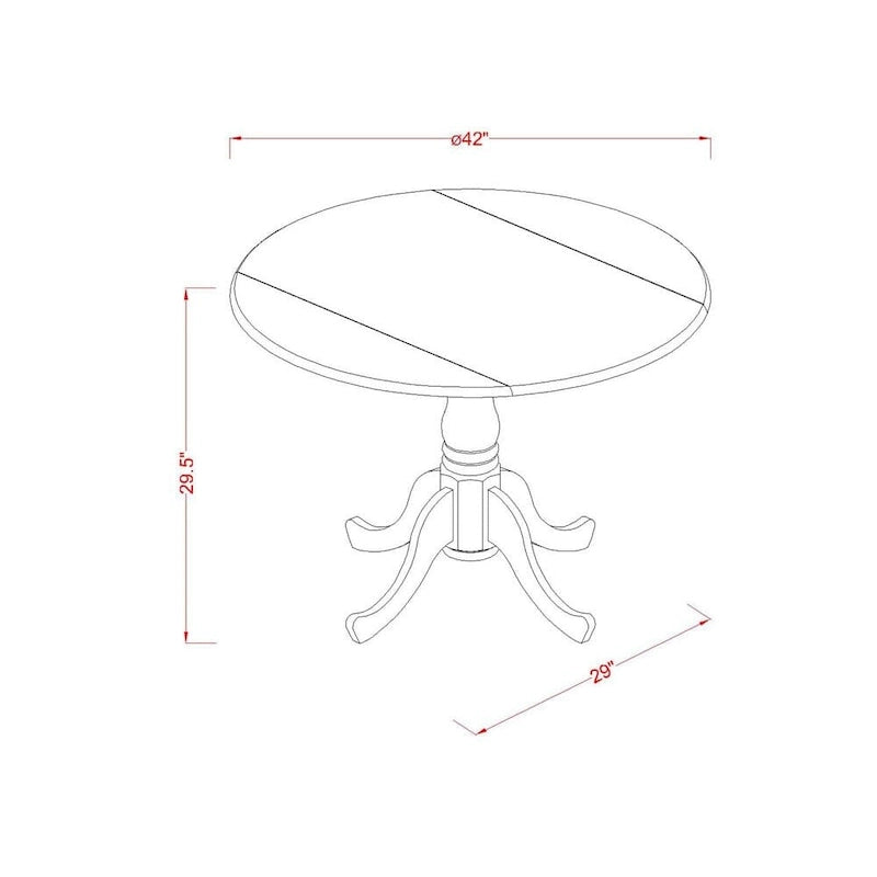 East West Furniture 5 Piece Dinette Set- a Round Dining Table with Dropleaf and 4 Dining Room Chairs, (Finish Options)