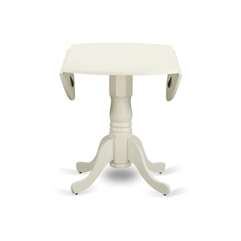East West Furniture 5 Piece Dinette Set- a Round Dining Table with Dropleaf and 4 Dining Room Chairs, (Finish Options)