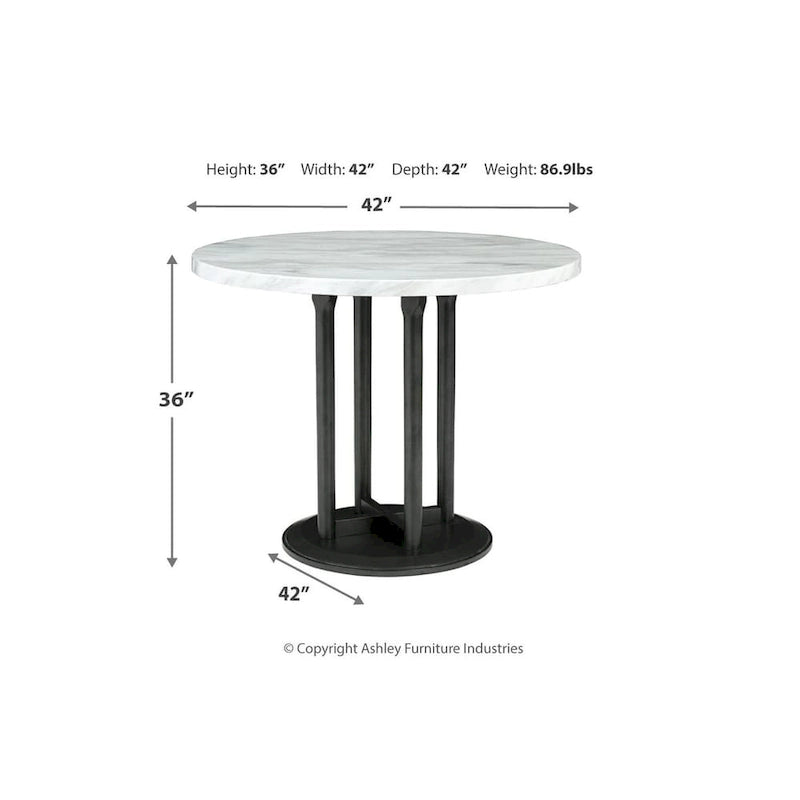 Centiar White/Black Circular Counter Height Table