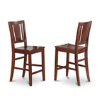 East West Furniture 3 Piece Kitchen Table Set Contains a Round Dining Table and 2 Mid Century Chairs, Mahogany(Seat Options)