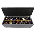 The Sole Secret Grey-Red Tint Diamond Tufted Shoe Storage Bench