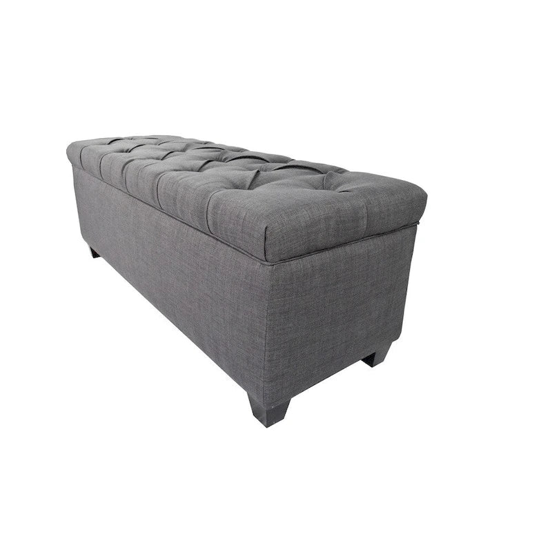 The Sole Secret Grey-Red Tint Diamond Tufted Shoe Storage Bench