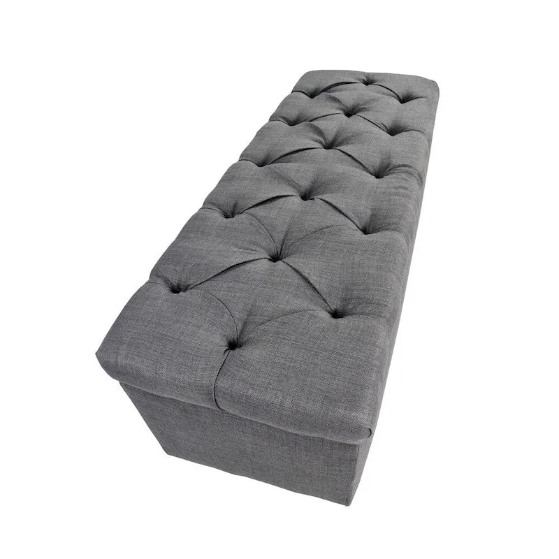 The Sole Secret Grey-Red Tint Diamond Tufted Shoe Storage Bench