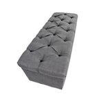 The Sole Secret Grey-Red Tint Diamond Tufted Shoe Storage Bench