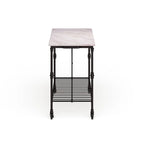 SEI Furniture Black Faux Marble Rolling Kitchen Island