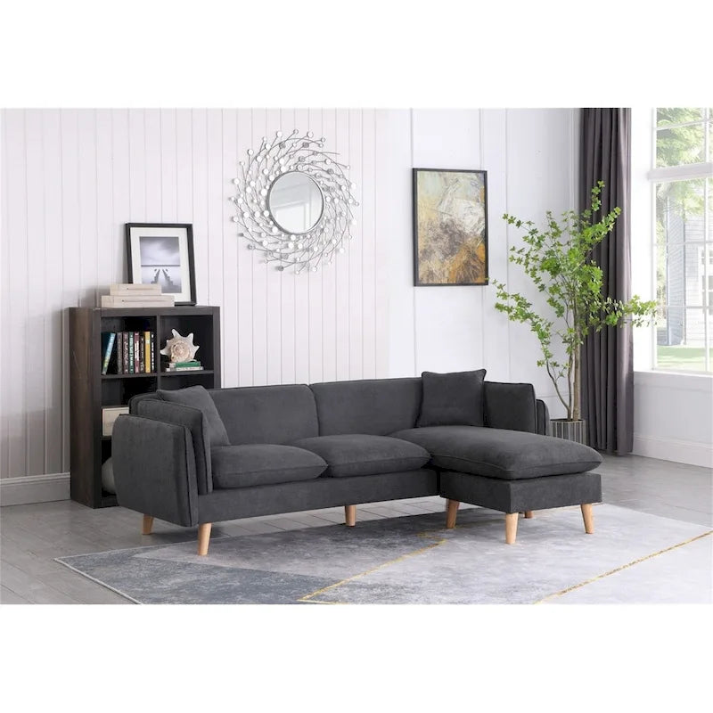Fabric Sectional Sofa Chaise with Tapered Legs