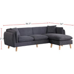 Fabric Sectional Sofa Chaise with Tapered Legs