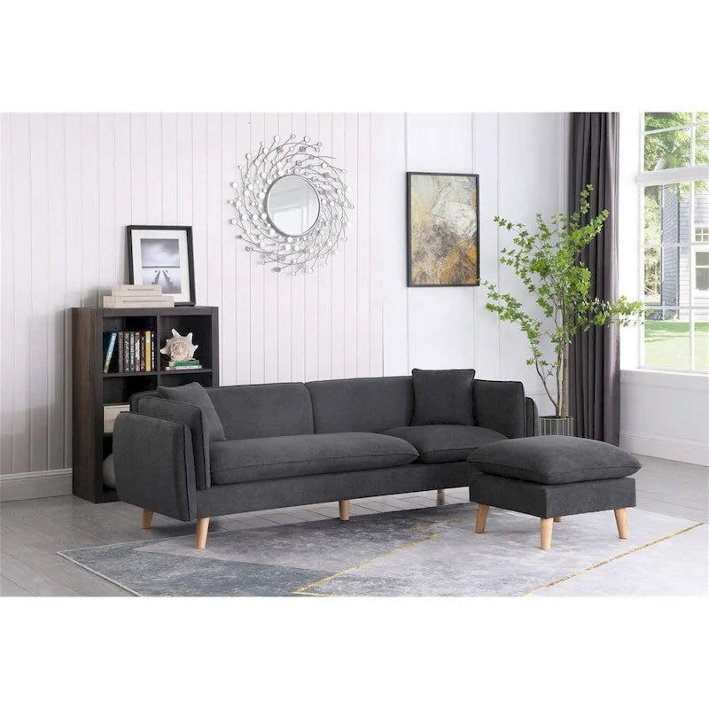 Fabric Sectional Sofa Chaise with Tapered Legs