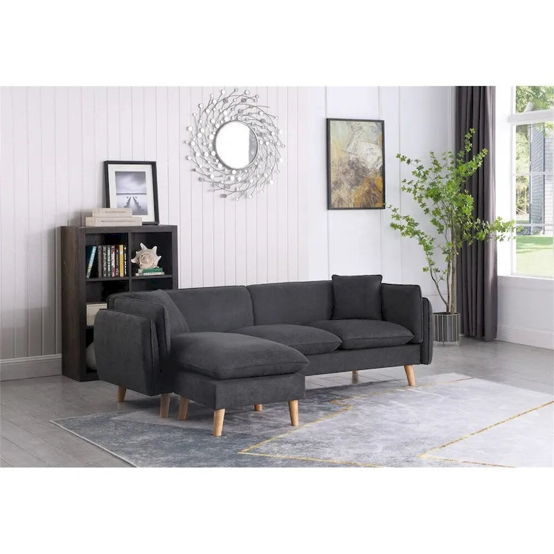 Fabric Sectional Sofa Chaise with Tapered Legs