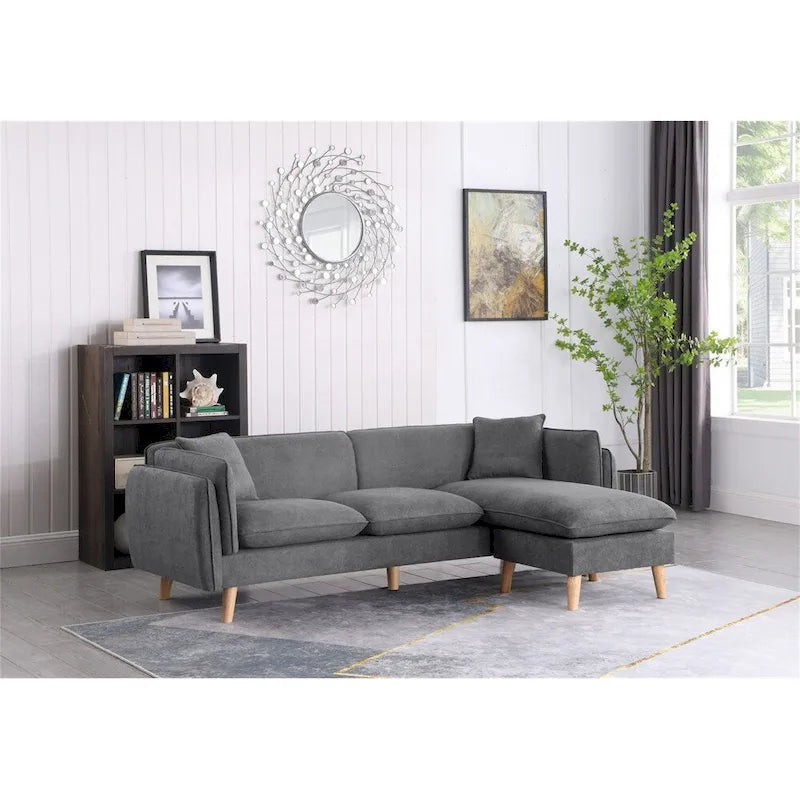 Fabric Sectional Sofa Chaise with Tapered Legs