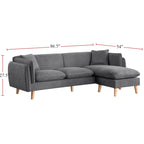 Fabric Sectional Sofa Chaise with Tapered Legs