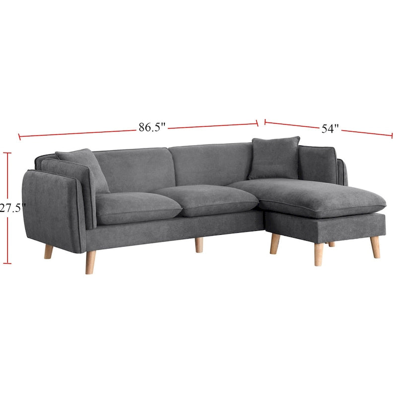 Fabric Sectional Sofa Chaise with Tapered Legs