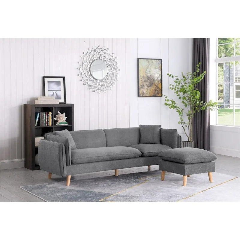 Fabric Sectional Sofa Chaise with Tapered Legs