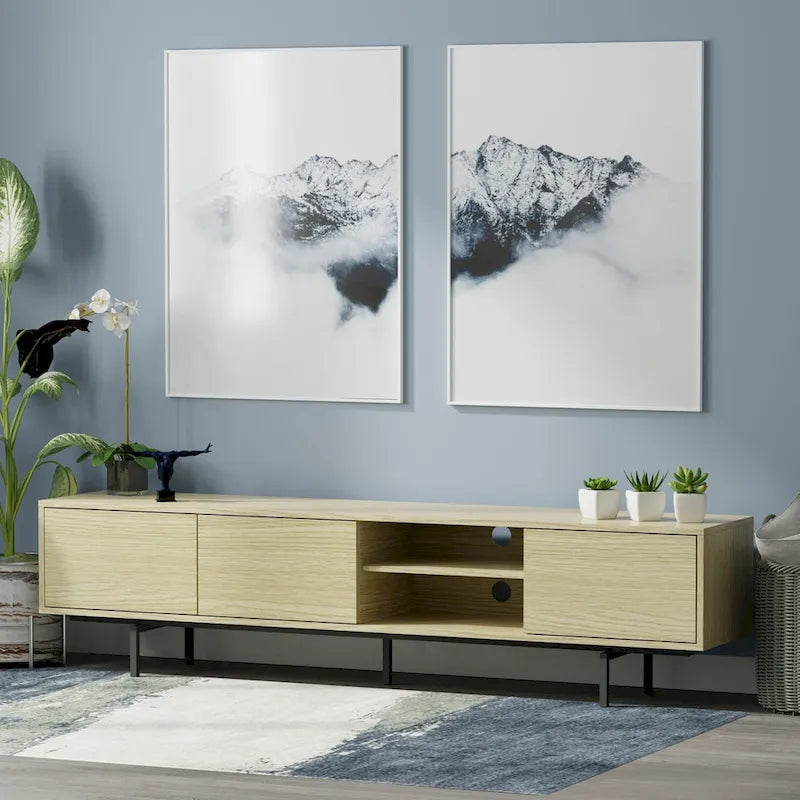 Glenwillow Home Atlas 78 x 20 Lowboy Mid-Century Modern TV Stand Console