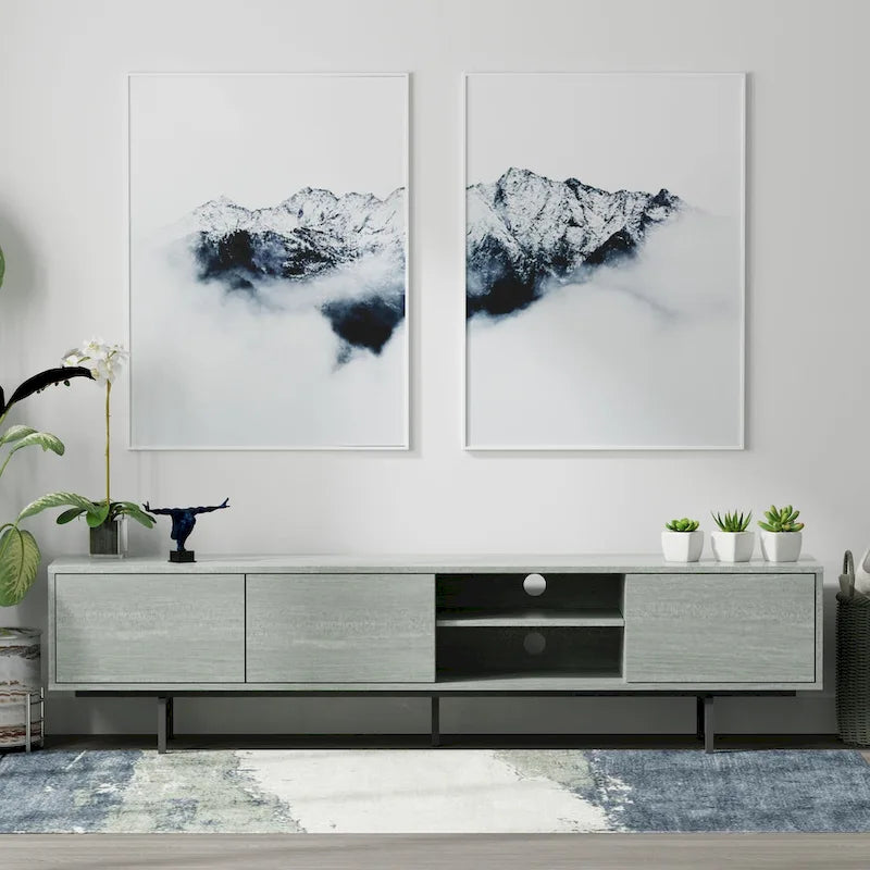 Glenwillow Home Atlas 78 x 20 Lowboy Mid-Century Modern TV Stand Console