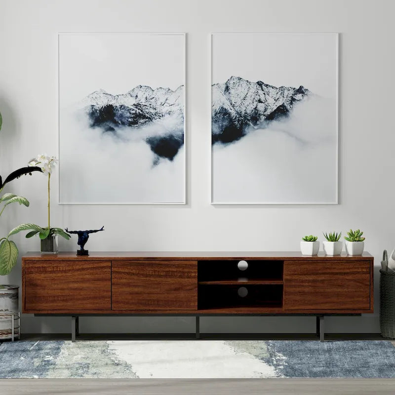 Glenwillow Home Atlas 78 x 20 Lowboy Mid-Century Modern TV Stand Console