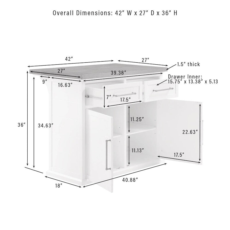Crosley Bartlett Wood Top Kitchen Island W/X-Back Stools