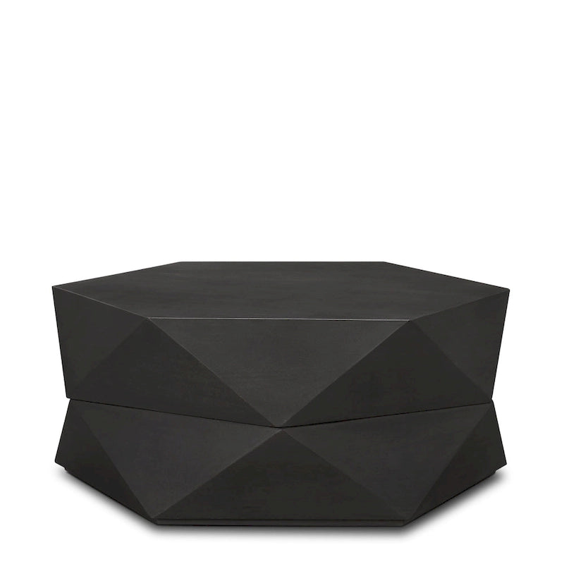 Arreto Black Solid Wood Hexagonal Coffee Table With Storage