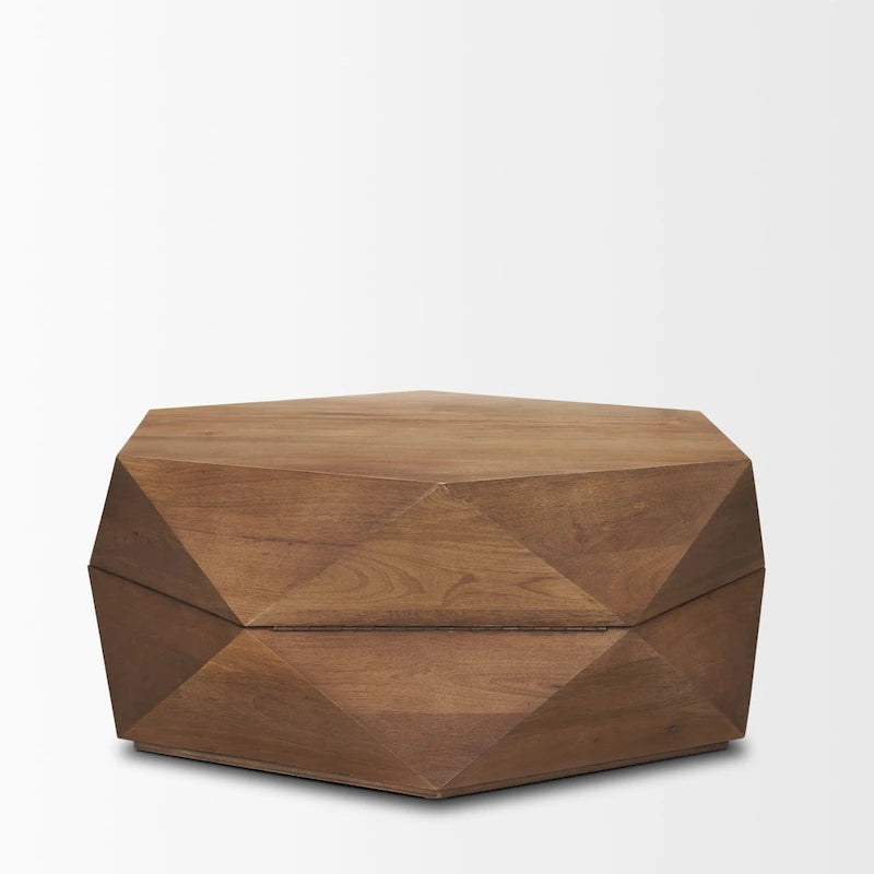 Arreto Black Solid Wood Hexagonal Coffee Table With Storage