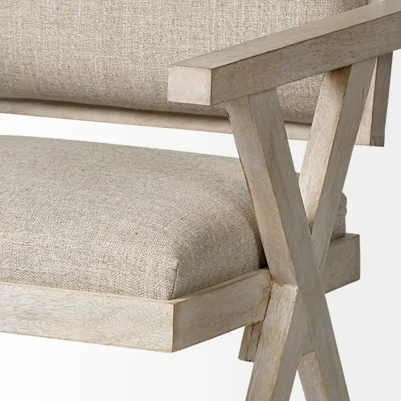 Topanga Beige Fabric Wrap Seat With Blonde Solid Wood Frame Dining Chair - 23W x 22D x 31.5H