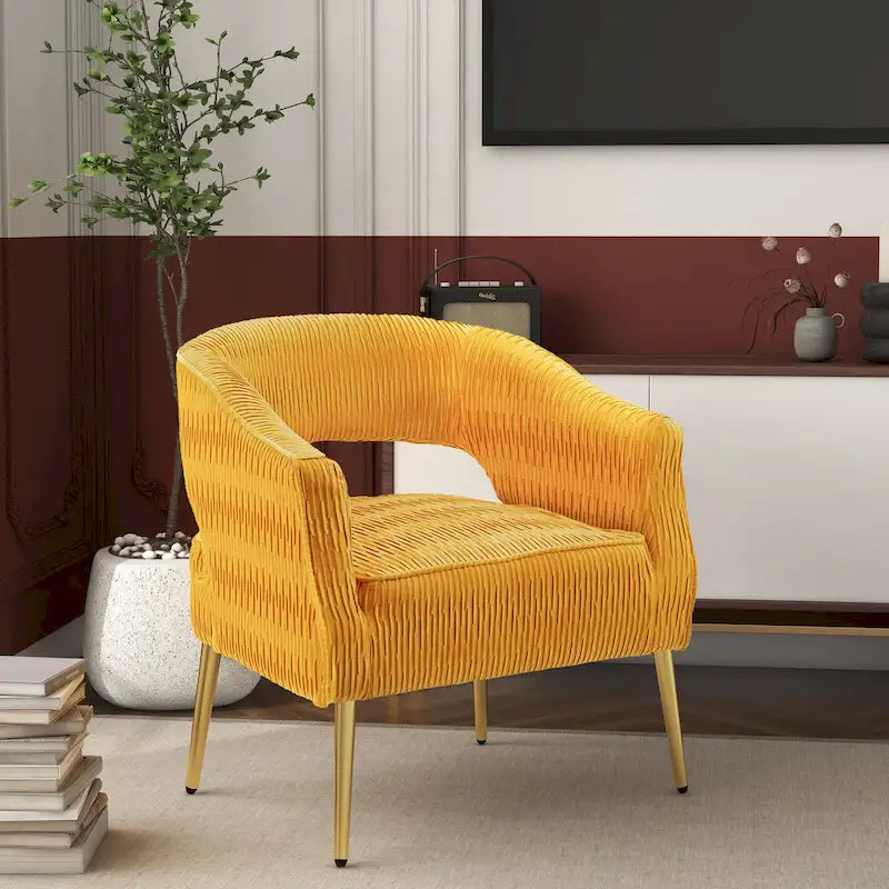 Contemporary Upholstered Ruffle Accent Chair