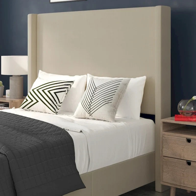 Upholstered Platform Bed with Channel Stitched Headboard