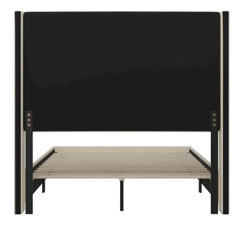 Upholstered Platform Bed with Channel Stitched Headboard