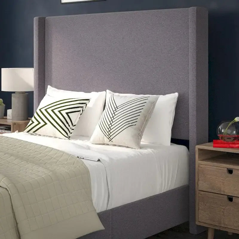 Upholstered Platform Bed with Channel Stitched Headboard