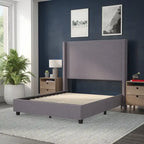 Upholstered Platform Bed with Channel Stitched Headboard