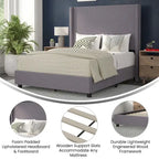 Upholstered Platform Bed with Channel Stitched Headboard